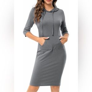 🎉FINAL PRICE🎉 Hoodie Dress Pullover Casual Fitted Knee Length Dress with Pocket